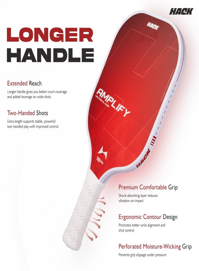 Hack Athletics Amplify Professional Pickleball Paddle for Men & Women -16mm Fiberglass Surface, Elongated Shape, Long Handle Power & Lively Pop, Includes Paddle Bag (Single Paddle) - Image 5