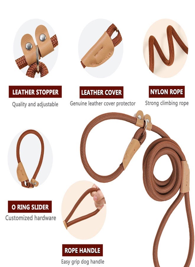 HOOTO 7FT Slip Lead Dog Leash, Strong Nylon Rope Leash, 1.8*1CM Diam Dog Training Lead for Small Medium Large Dogs（ brown） - Image 3