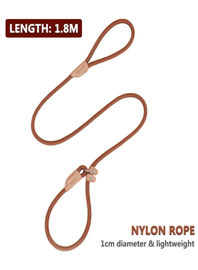HOOTO 7FT Slip Lead Dog Leash, Strong Nylon Rope Leash, 1.8*1CM Diam Dog Training Lead for Small Medium Large Dogs（ brown） - Image 2
