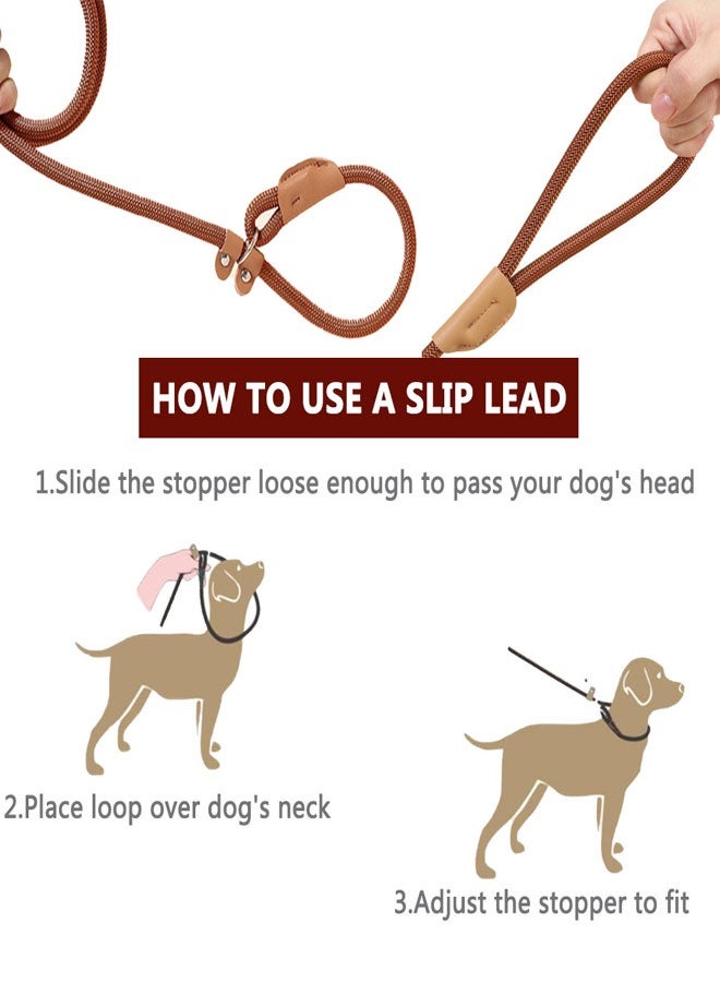 HOOTO 7FT Slip Lead Dog Leash, Strong Nylon Rope Leash, 1.8*1CM Diam Dog Training Lead for Small Medium Large Dogs（ brown） - Image 5