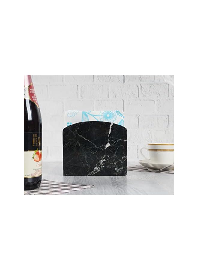 RADICALn Napkin Holder Black Marble Handmade 6.5"X5.5" Inch Serviette Holderelegant For Wedding Decor & Kitchen Table Top Decornapkins For Coffee Tablecocktail Napkin Holder Kitchen Accessories - Image 4