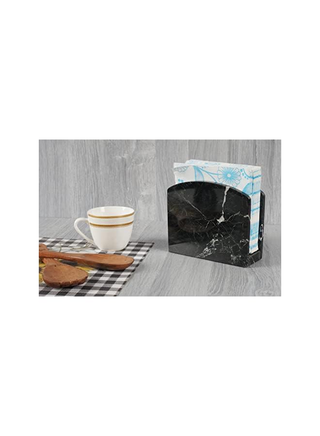 RADICALn Napkin Holder Black Marble Handmade 6.5"X5.5" Inch Serviette Holderelegant For Wedding Decor & Kitchen Table Top Decornapkins For Coffee Tablecocktail Napkin Holder Kitchen Accessories - Image 2