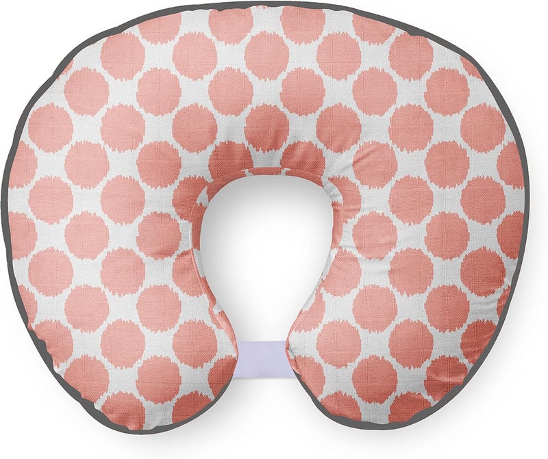 Bacati Ikat Coral Dots Muslin Fabric Hugster Nursing Pillow Cover Only - Image 1