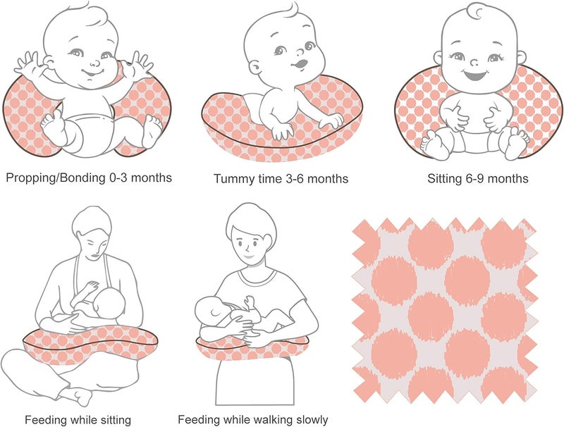 Bacati Ikat Coral Dots Muslin Fabric Hugster Nursing Pillow Cover Only - Image 4