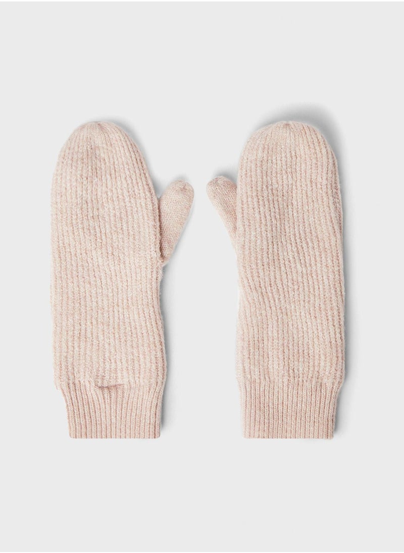 PIECES Ribbed Knit Mittens  - Image 1