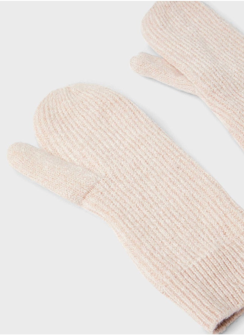 PIECES Ribbed Knit Mittens  - Image 3