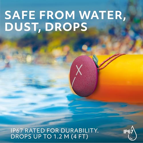 Ultimate Ears MINIROLL Ultra-Portable Waterproof Bluetooth Speaker, Big Bass, IP67 Dustproof, 131 ft Range - Gentle Pink - Image 4