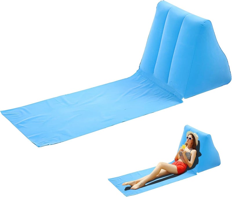 Suicune Inflatable Back Cushion Portable Beach Reclining Lounger Wedge Shape Lounger Cushion Beach Mat Foldable Waterproof Flocking BackRest Chair for Outdoor Camping - Image 1