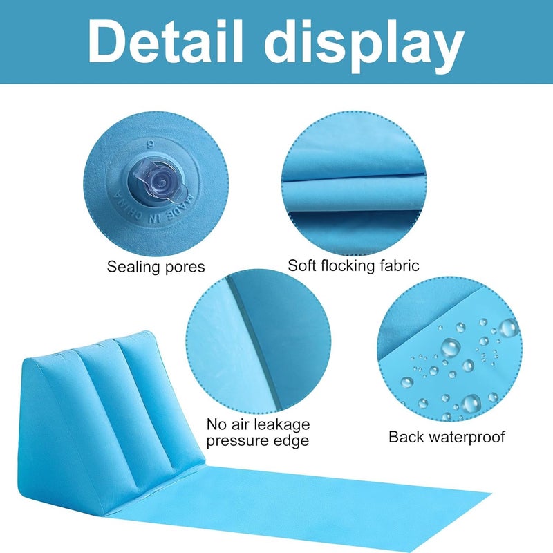 Suicune Inflatable Back Cushion Portable Beach Reclining Lounger Wedge Shape Lounger Cushion Beach Mat Foldable Waterproof Flocking BackRest Chair for Outdoor Camping - Image 5