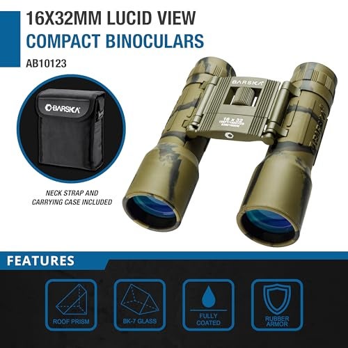 Barska Lucid View 16x32 Camo Compact Binoculars for Outdoor Travel Hunting Hiking Events - Image 2