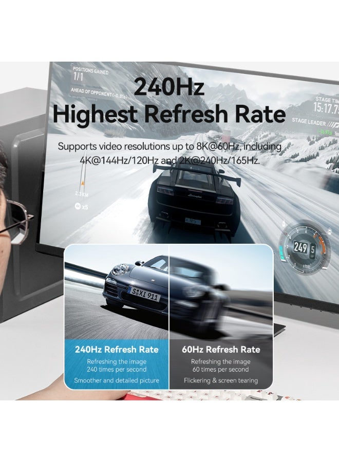 VENTION Mini DP Male to DP Male 8K HD Cable 1.5M Cotton Braided Blue Aluminum Alloy Type Model # HCFLG - Image 5