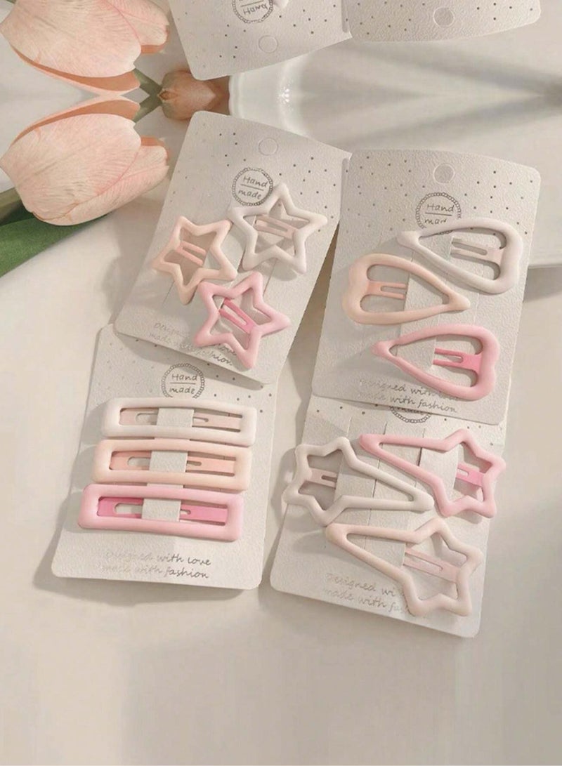 خاجول 15 قطعة من دبابيس الشعر على شكل قلب ونجمة وردية متدرجة اللون، مشبك جانبي لقصات الشعر - Image 3