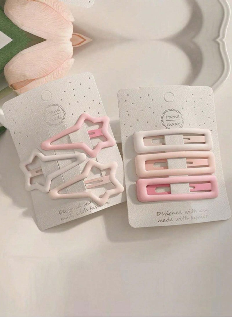 خاجول 15 قطعة من دبابيس الشعر على شكل قلب ونجمة وردية متدرجة اللون، مشبك جانبي لقصات الشعر - Image 5