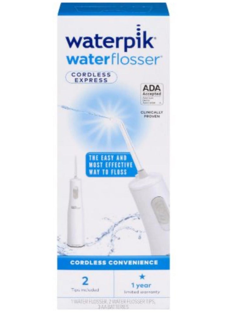 Waterpik Cordless Express Water Flosser, Battery Operated & Portable for Travel & Home, ADA Accepted, Waterproof for Shower Use, White WF-02, Packaging May Vary - Image 1