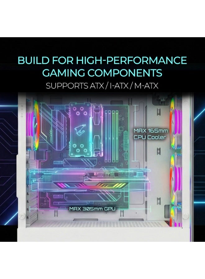 TWISTED MINDS Gaming Case, Mid Tower, Tempered Glass Side Panel, ATX / M-ATX / Mini-ITX Support | TM-NOVA-W white - Image 4