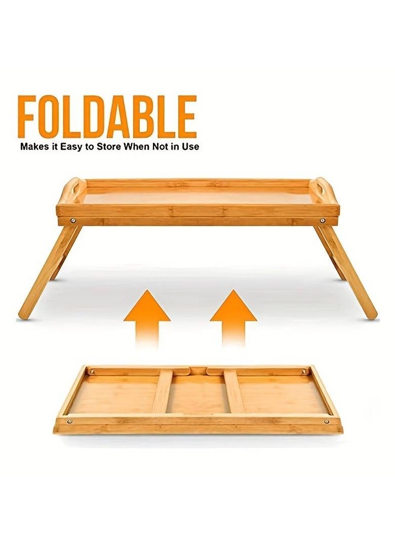 كيتشينو صينية  إفطار خشبية بامبو للسرير مع قاعدة قابلة للطي - Image 2
