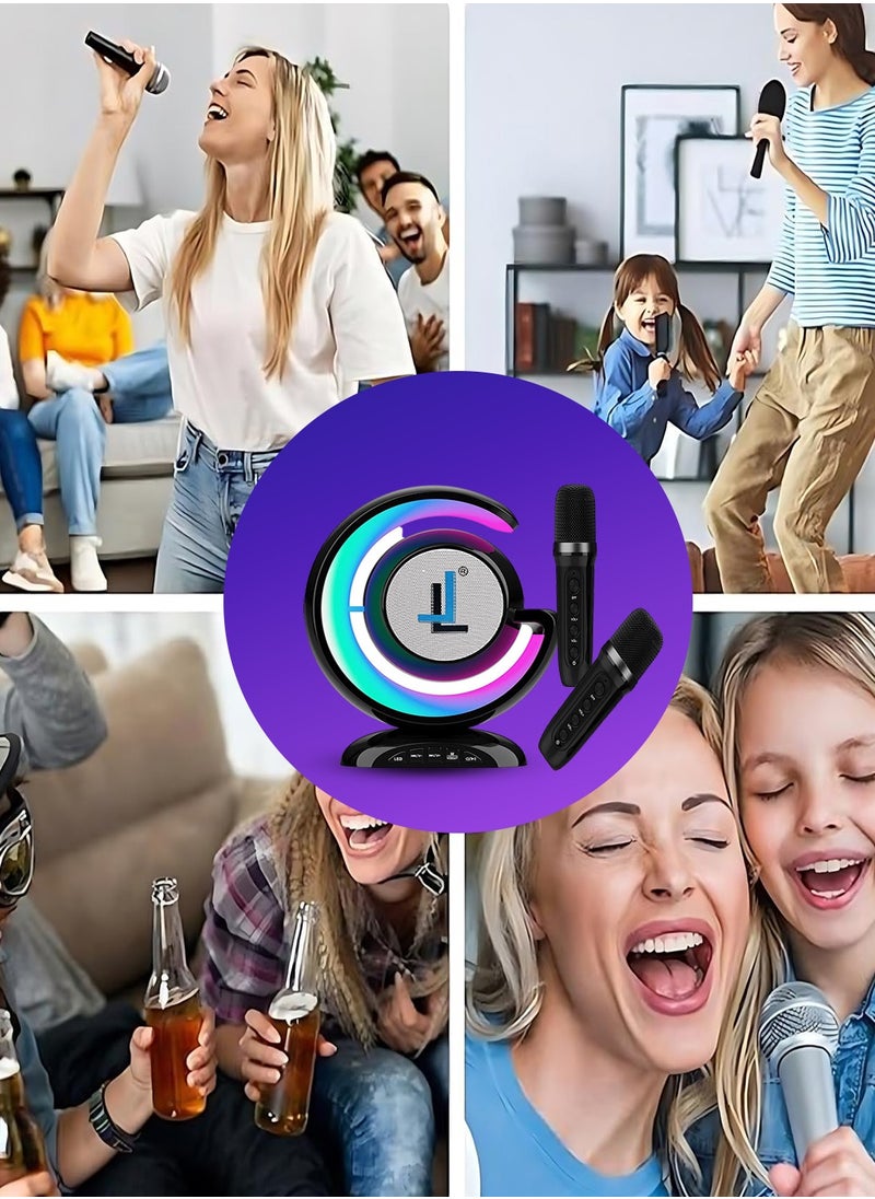 LIMITLESS Wireless Karaoke Speaker with 2 Microphones & Led Lights, Rechargeable Type C, Supports Bluetooth, USB, TF Card, Aux for Home and Outdoor Gatherings, 4 Voice Channels (Black)  - Image 4