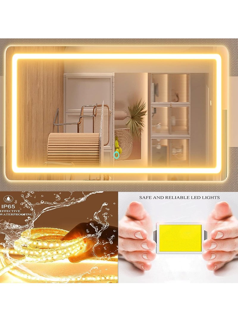 ETG - LED Lighted Makeup Mirror with 10x Magnification and USB Charging Port, Mobile Phone Holder, Smart Touch 3-Color Dimmable Light, 360° Rotation 55*45CM - Image 1