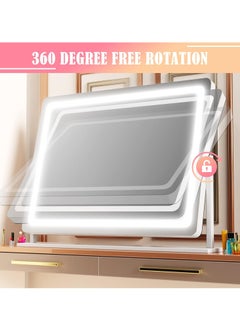 ETG LED Lighted Makeup Mirror with 10x Magnification and USB Charging Port, Mobile Phone Holder, Smart Touch 3-Color Dimmable Light, 360° Rotation 55*45CM  - Image 4