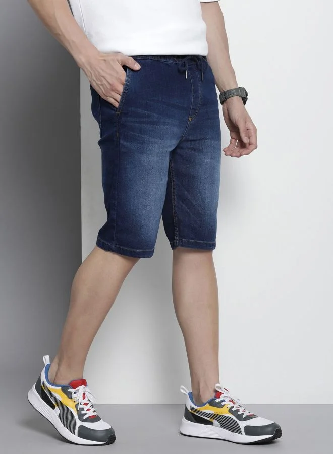The Indian Garage Co Men Regular Fit Solid Mid-Rise Denim Shorts
