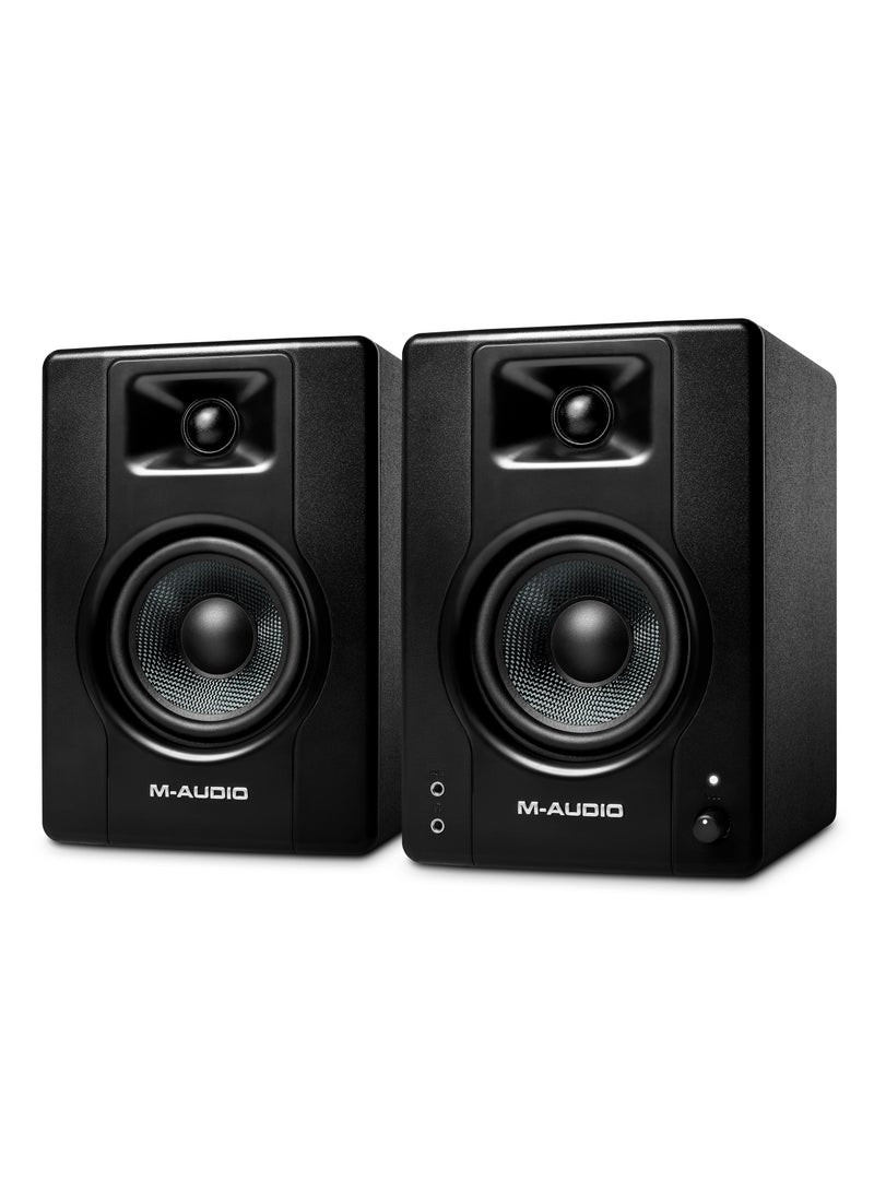 M-Audio BX4 4.5” Black Kevlar® 120-Watt Multimedia Reference Monitors Pair for Music Production, Live Streaming, and Podcasting - Image 1