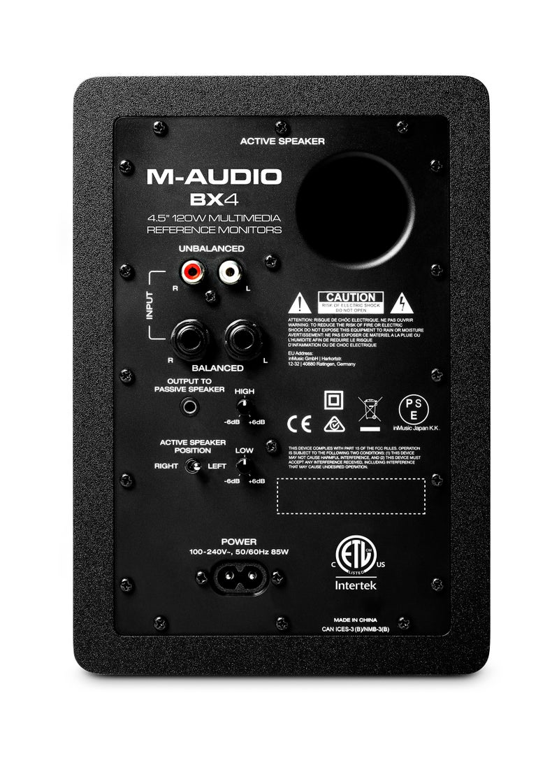 M-Audio BX4 4.5” Black Kevlar® 120-Watt Multimedia Reference Monitors Pair for Music Production, Live Streaming, and Podcasting - Image 4