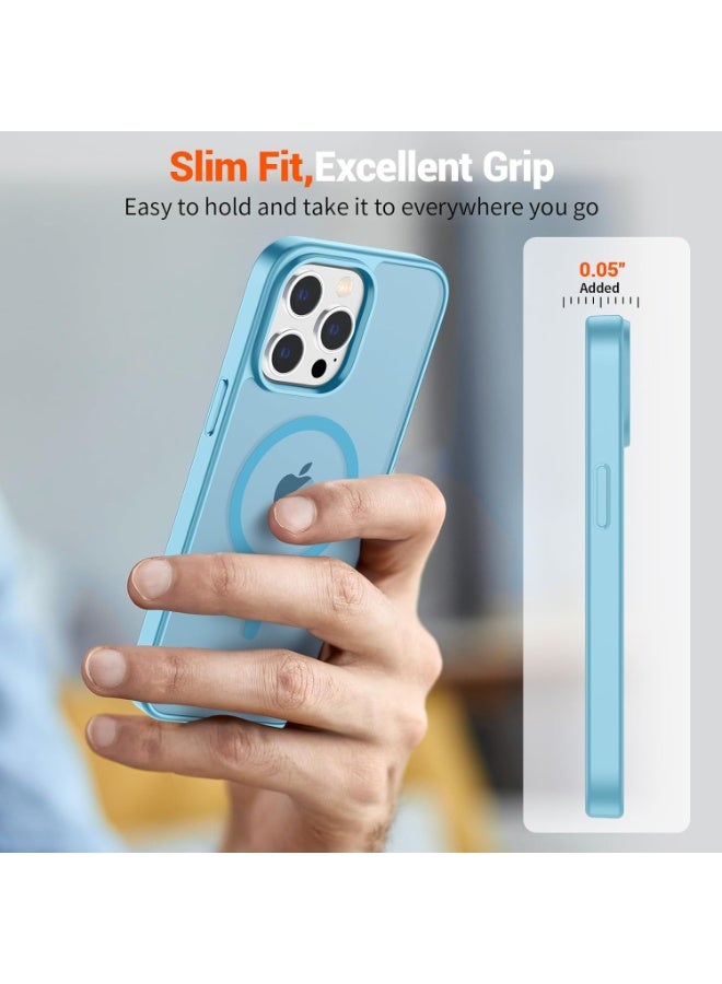 ACLIX Magnetic Case for iPhone 15 Pro Compatible with MagSafe, Translucent Matte Back Slim Shockproof Phone Cover | Sky Blue - Image 4