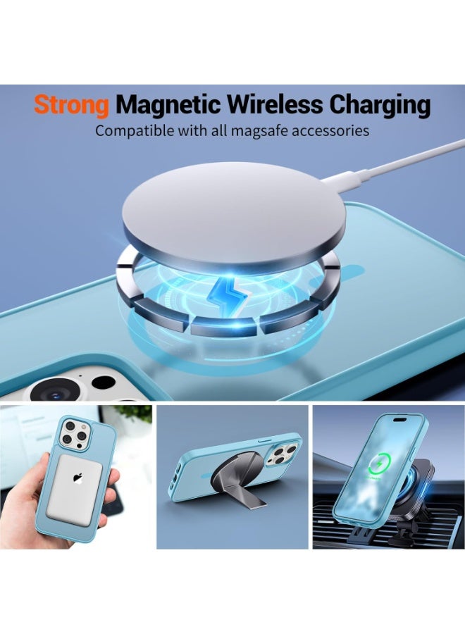 ACLIX Magnetic Case for iPhone 15 Pro Compatible with MagSafe, Translucent Matte Back Slim Shockproof Phone Cover | Sky Blue - Image 2