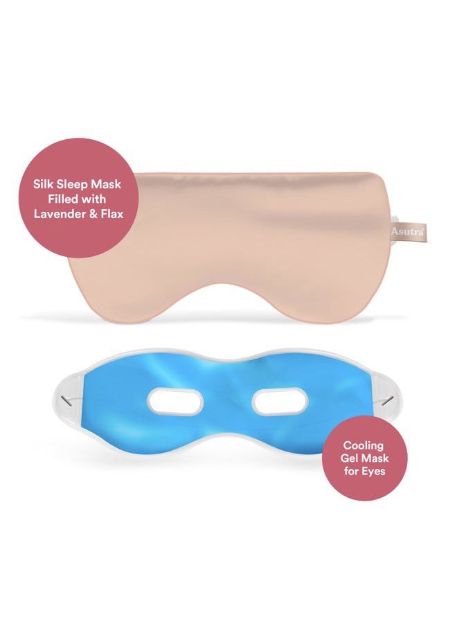 Asutra Silk Eye Pillow for Sleep, Light Pink - Filled w/Lavender Buds & Flax Seeds, Weighted Eye Mask, Meditation & Light Blocking Blindfold, Cooling Gel Mask Included  - Image 3