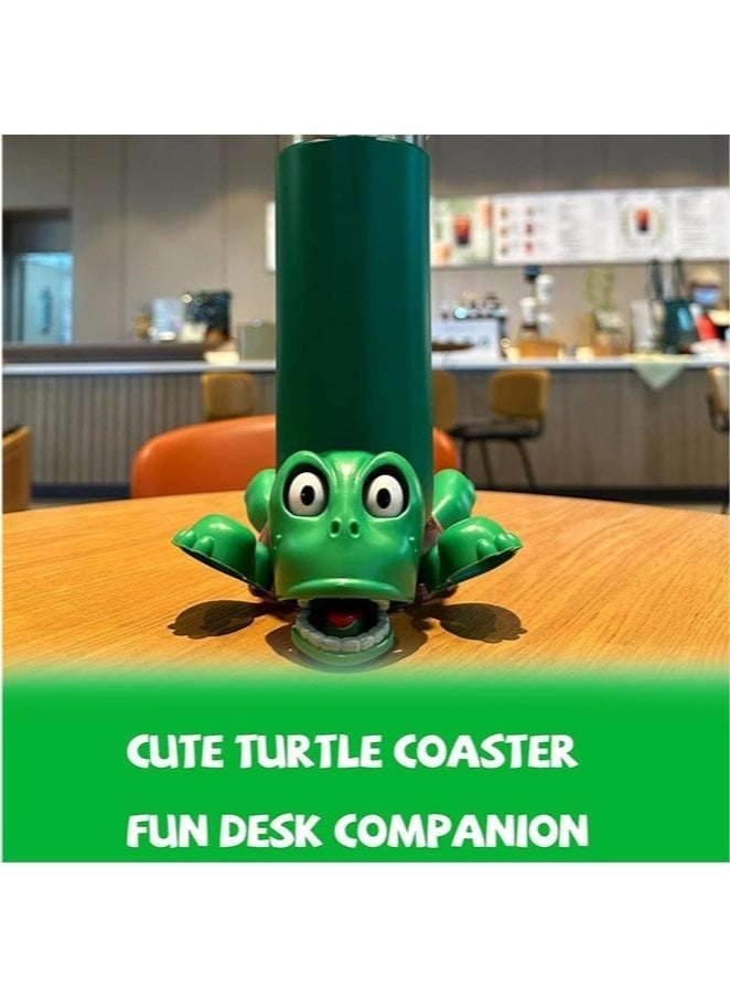 Turtle Fun Expression Coaster Set: With a cork insulation pad, cold drinks will not wet the table, and hot drinks will not burn your hands - Image 2
