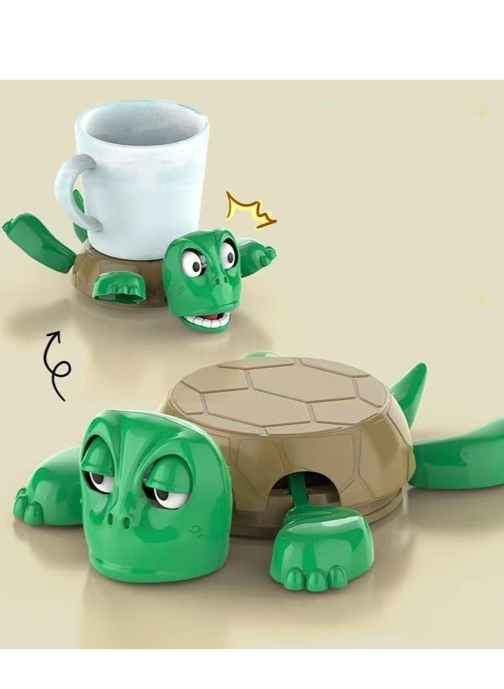 Turtle Fun Expression Coaster Set: With a cork insulation pad, cold drinks will not wet the table, and hot drinks will not burn your hands - Image 1