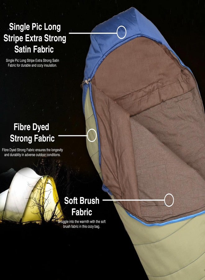 Hacer HC-350 Poonch Camping Sleeping Bag with Reliance Microfiber Filling +5 to +15 Degree Winter Hiking Trekking Kids Boys & Girls 6.2ft Travelling Bags Baby (Blue & Grey, 1.45KG) - Image 3