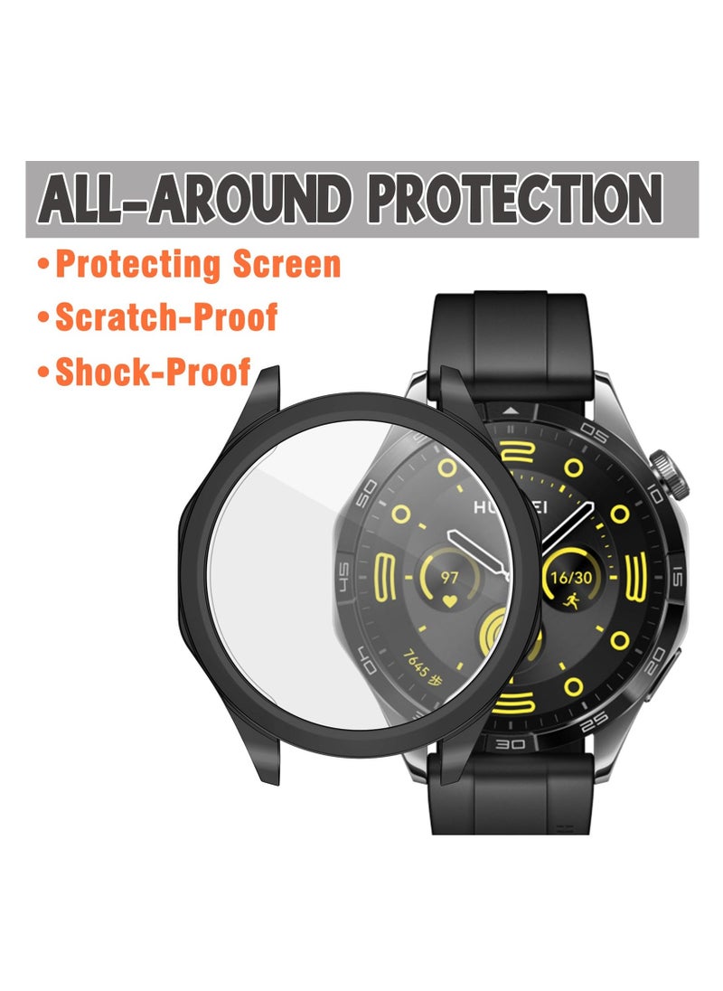 KASTWAVE - Protective Case compatible with Huawei Watch GT 4 46mm, 2 Pack All-around Flexible TPU Case with Screen Protector (Black, Transparent) - Image 1