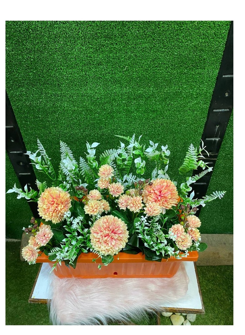 Orange artificial flower pot for decoration - Image 2