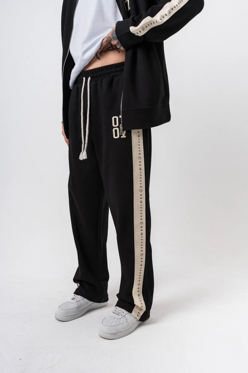 RESPIRE Men's 7 Striped Winter Doubleface Baggy Sweatpants Black