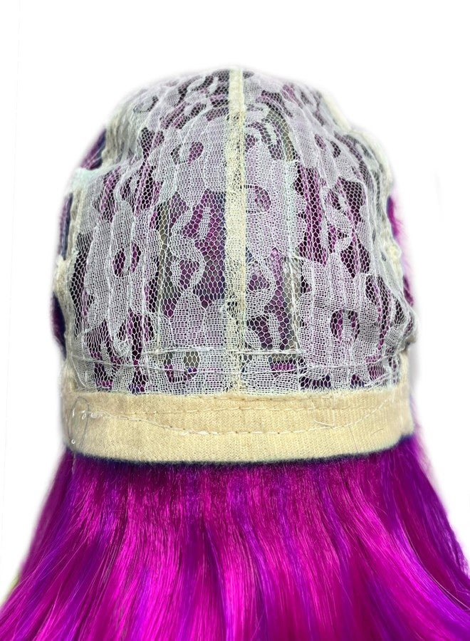 LIULIUBTY Chic Short Bob Wavy Wig for Women - Shoulder Length Loose Curly Synthetic with Bangs - Uniquely Vivid Colored Cosplay Wig, Suitable for Costume Partie (Rose Purple) - Image 3