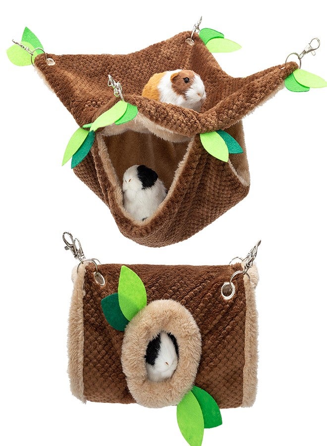 ORZECHKO Small Animal Hammock - Hanging Hammock & Tunnel Hideout for Guinea Pig Hamster Parrot Rat Chinchilla - Warm Swing Plush Cage Bed Washable Pet Hammock - Image 1