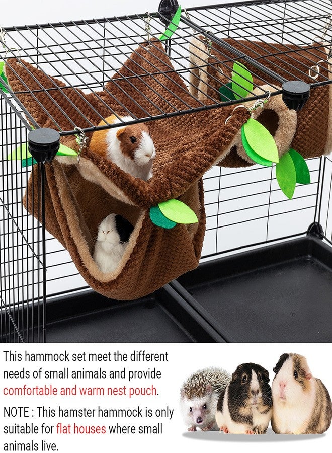 ORZECHKO Small Animal Hammock - Hanging Hammock & Tunnel Hideout for Guinea Pig Hamster Parrot Rat Chinchilla - Warm Swing Plush Cage Bed Washable Pet Hammock - Image 5