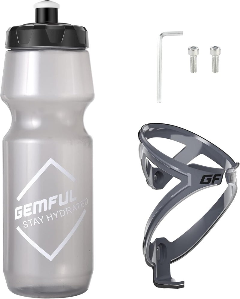 GEMFUL Bike Water Bottle & Cage Bundle - 750ml Leak-Proof Bottle with Durable Plastic Holder for Cyclists & Daily Commuters - Image 1