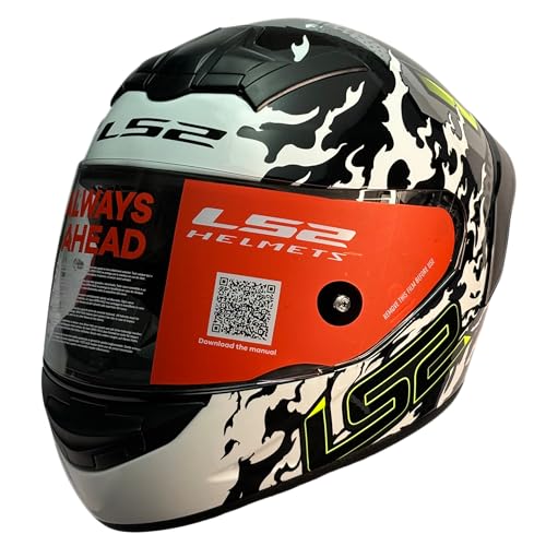 LS2 Helmets - FF352 Rookie - Antars - Gloss Black White | Single Clear Visor | Sharp 4 Star Rated | ECE and ISI Certified | Full Face Helmet | with Anti Fog Lens | XL - 590 MM - Image 1