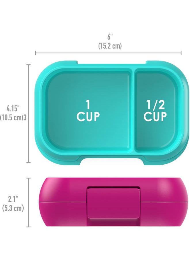 Bentgo - Kids Snack 2 Compartment Leak Proof Bento - Style Food Storage For Snacks And Small Meals, Easy - Open Latch, Dishwasher Safe , And Bpa - Freeideal For Ages 3+ (Fuchsia/Teal) - Image 1