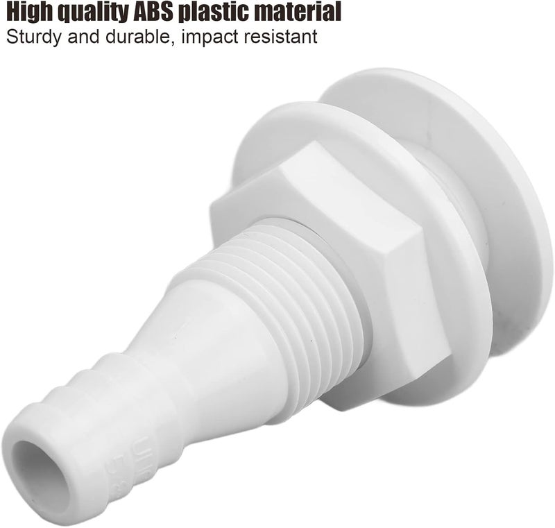 woobles Thru Hull Connector, 5/8in Thru Hull Fitting Straight ABS Impact Resistance Hose Connector Accessory for Boats Marines (White) White - Image 3