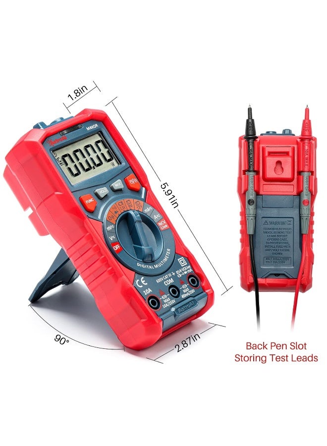 AstroAI جهاز قياس متعدد الاستخدامات من أسترو إيه آي، مقياس فولت أوتوماتيكي 4000 عد، مقياس مقاومة رقمي 1.5 فولت/9 فولت/12 فولت - Image 3