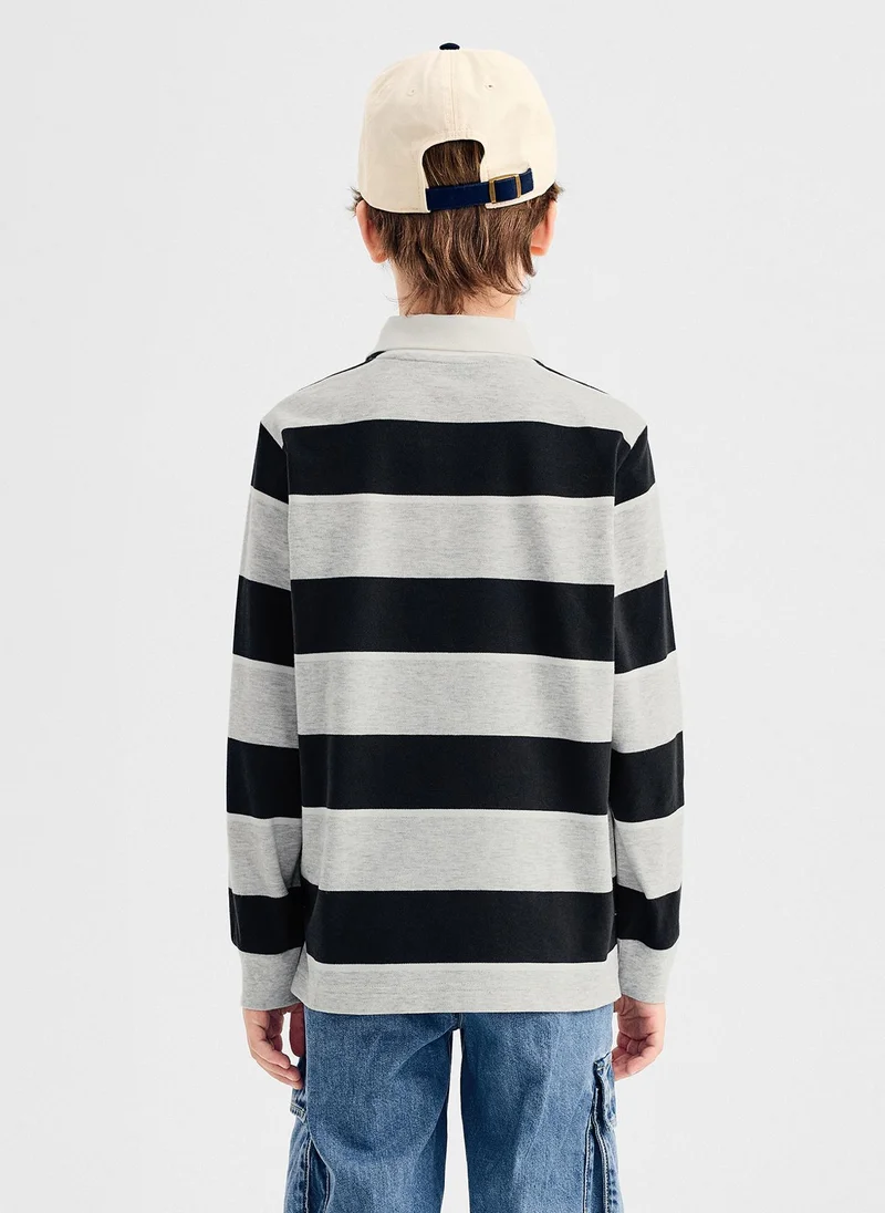 Balabala Kids Boy Lapel long sleeve T-shirt