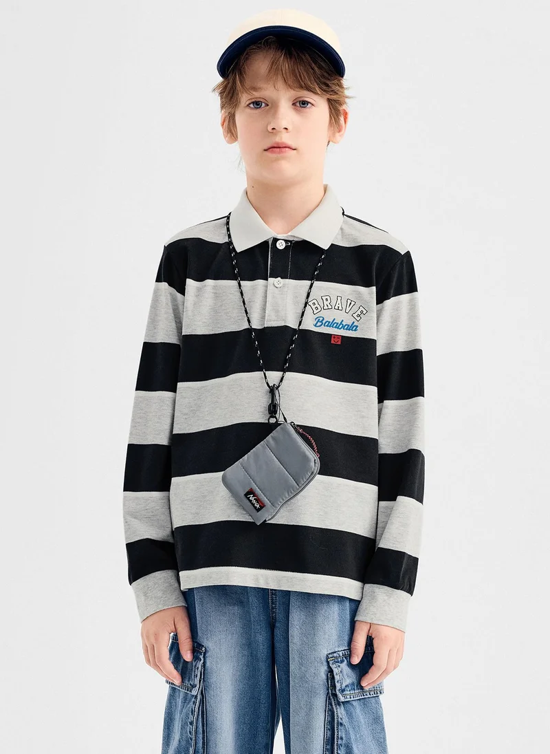 بالابالا Kids Boy Lapel long sleeve T-shirt