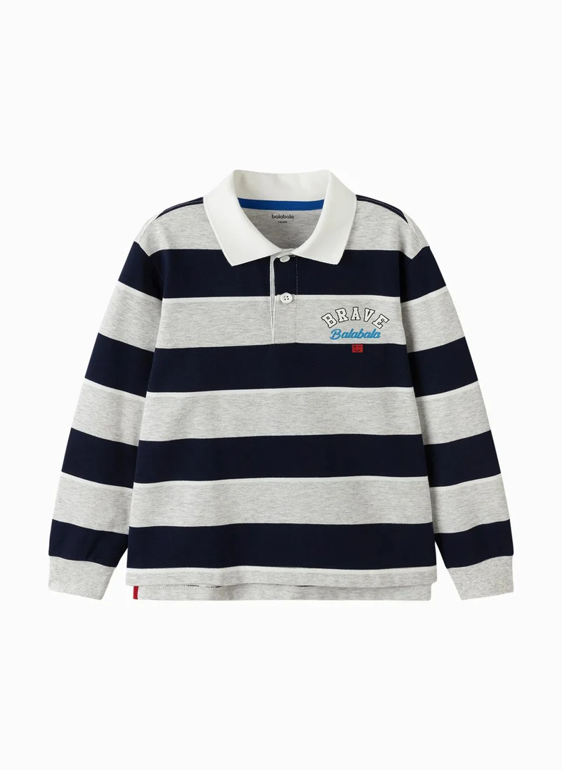 Balabala Kids Boy Lapel long sleeve T-shirt