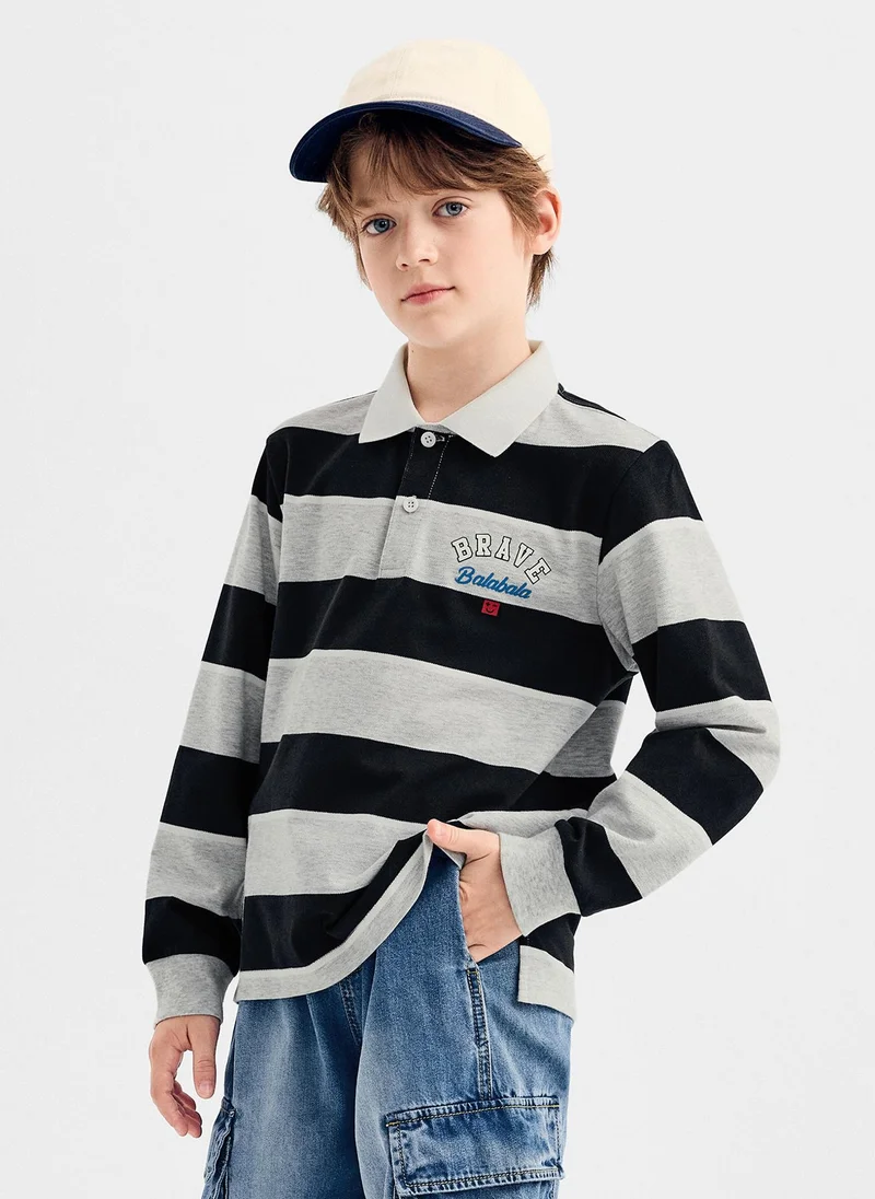 بالابالا Kids Boy Lapel long sleeve T-shirt