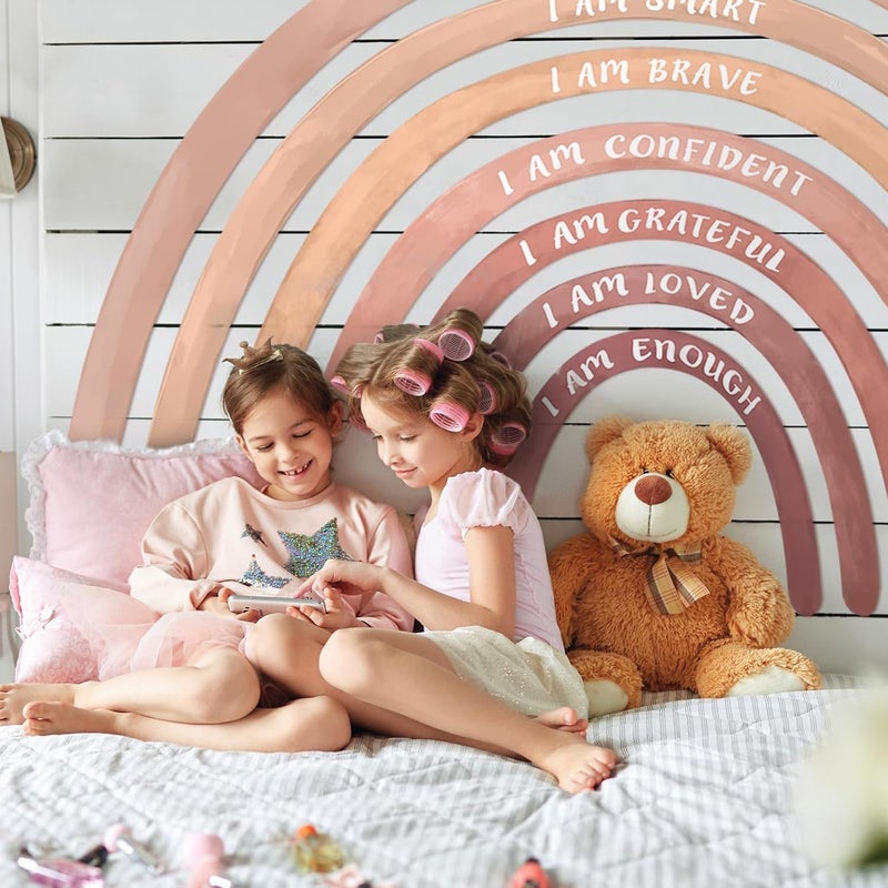 Tinideya 76.77x47.24'' Watercolor Large Rainbow Wall Decal Classroom Wall Decor with Inspirational Quote Peel and Stick Stickers Waterproof Wallpaper for Girls Kids Bedroom Nursery Playroom(Boho) - Image 5