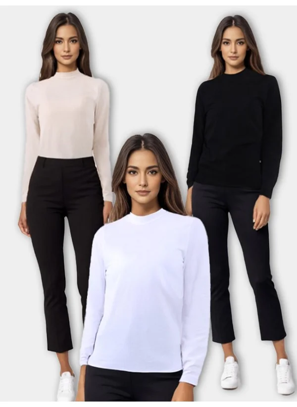 Parlingerie Women's Turtleneck Long Sleeve 3 Piece Tank Set