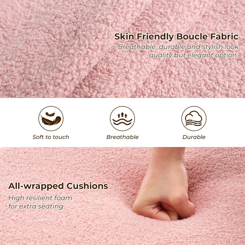 Flouki Sherpa Ottoman, Teddy Ottoman with Storage, Round Pouf Storage Ottoman for Living Room and Dorm, Pink - Image 3